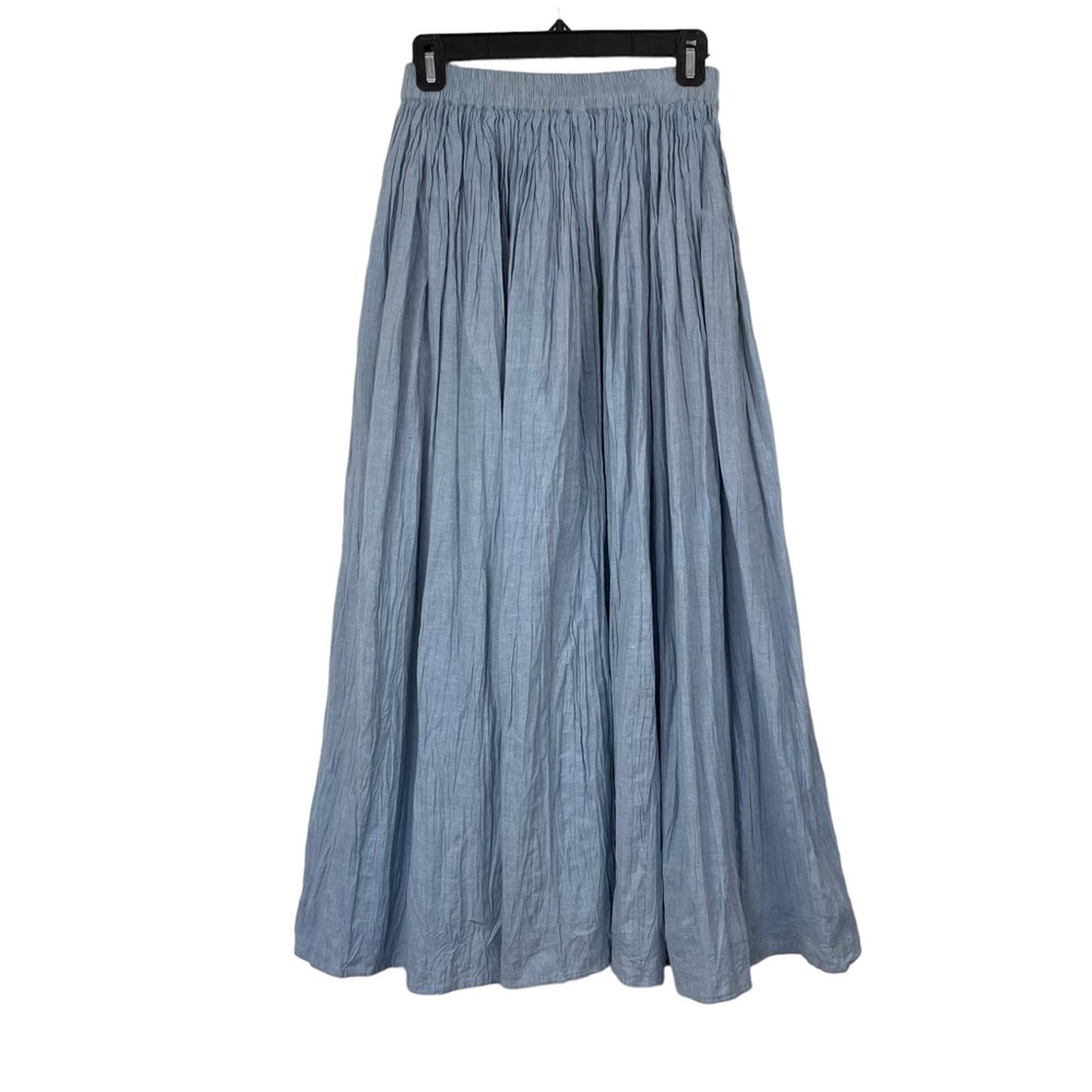 VINTAGE New Identity Chambray Crinkle Maxi Skirt with Elastic Waistband SZ Sm